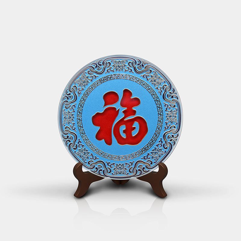 雅瑯晶17.5CM傳統(tǒng)福（掐絲款）藍(lán)色