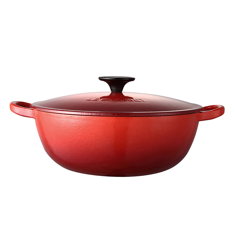 LeCreuset/酷彩24厘米深烧锅（白珐琅）红色