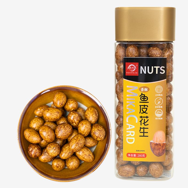 天生好果辦公室休閑零食每日?qǐng)?jiān)果炒貨魚皮花生280克