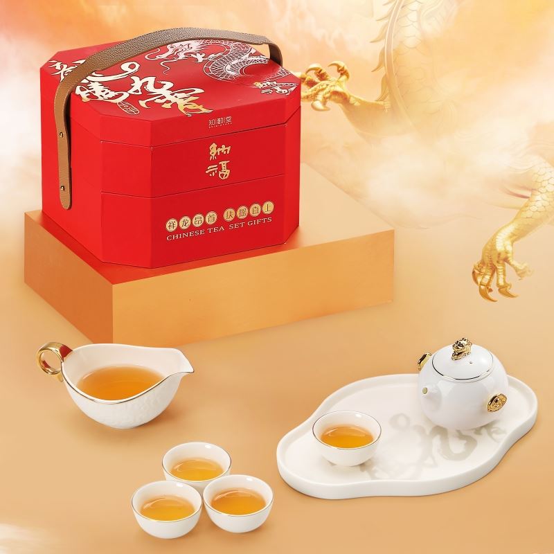 知勤堂-龍騰九霄茶盤(pán)套組羊脂玉瓷陶瓷茶具商務(wù)禮品端午節(jié)伴手禮