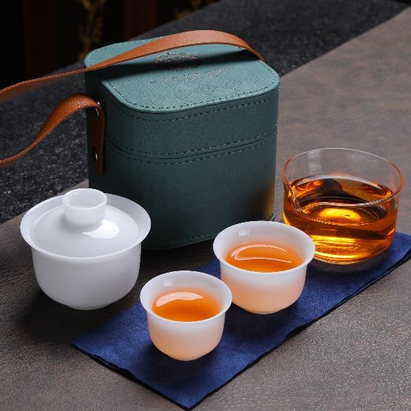 拓牌茶具套装便携茶具4头亮光冰雪白快克杯（品香）