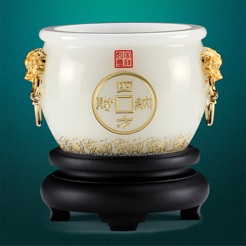 鼎盛精品（特大號）琉璃聚寶盆家居招財擺件商務(wù)禮品開業(yè)喬遷送禮