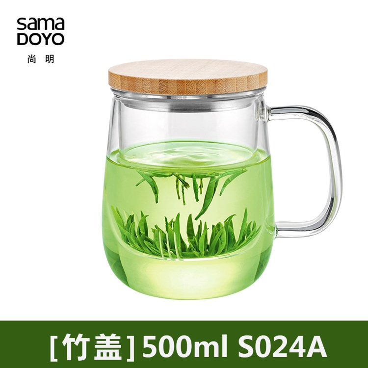 尚明玻璃茶杯綠茶花茶杯S024A（500ml）